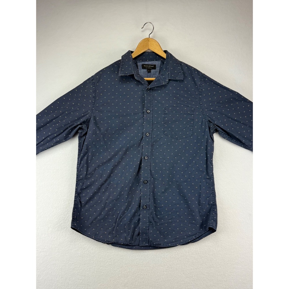 Banana Republic Shirt Mens Large Blue Soft Wash Slim Fit‎ Long Sleeve Print